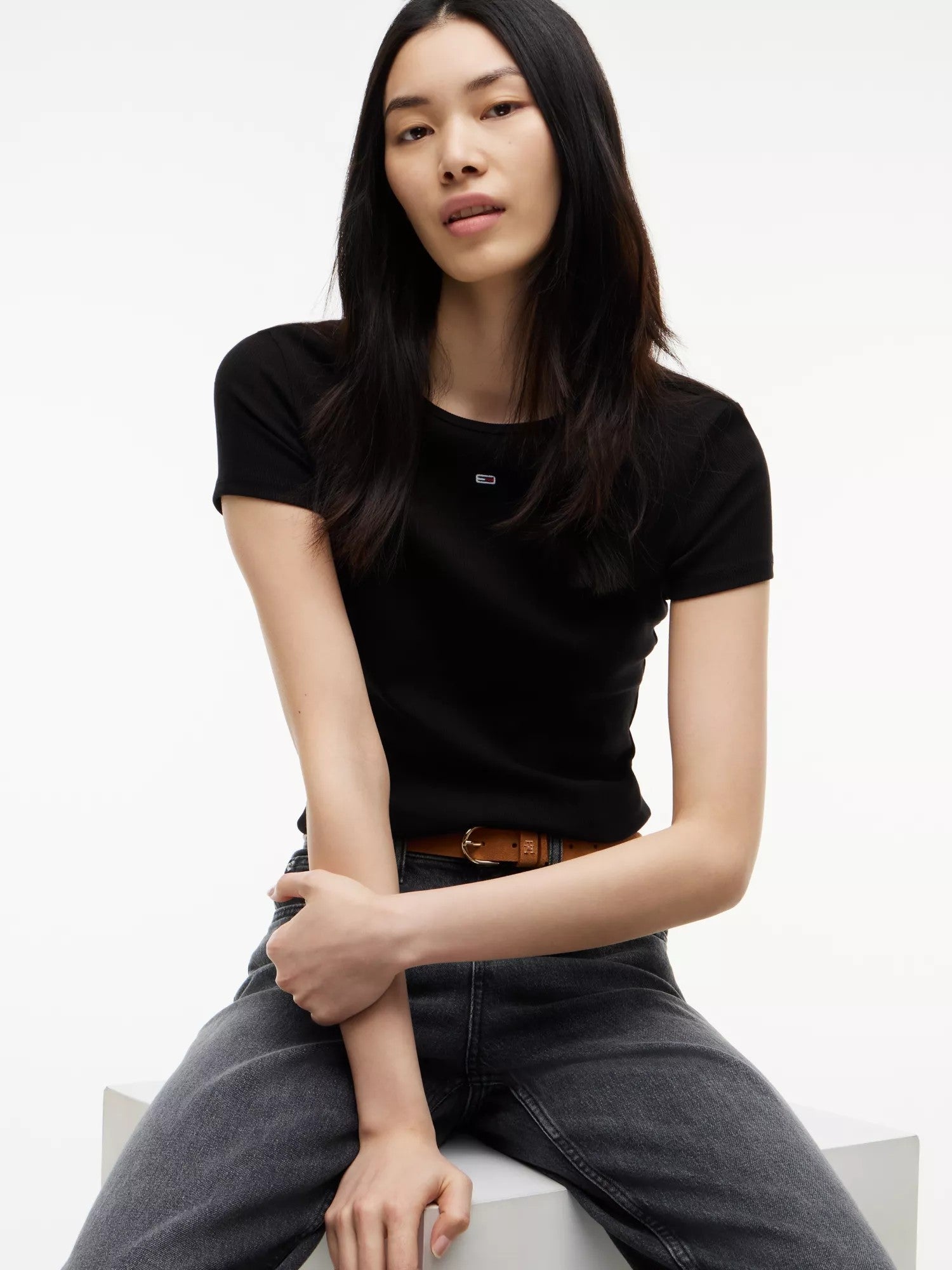 T-Shirt Slim Essential Rib - Black