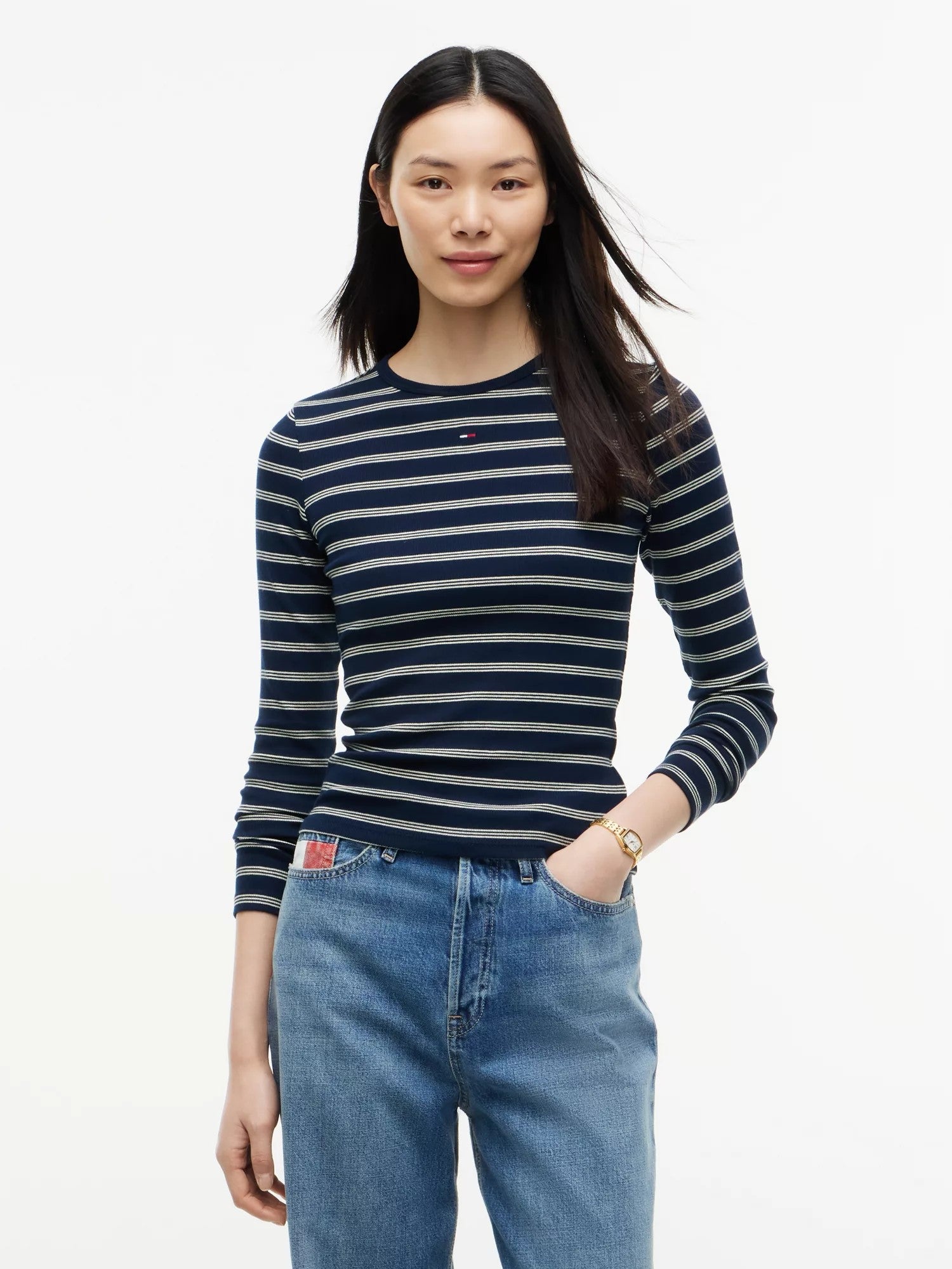T-Shirt Slim Essential Rib - Dark Blue