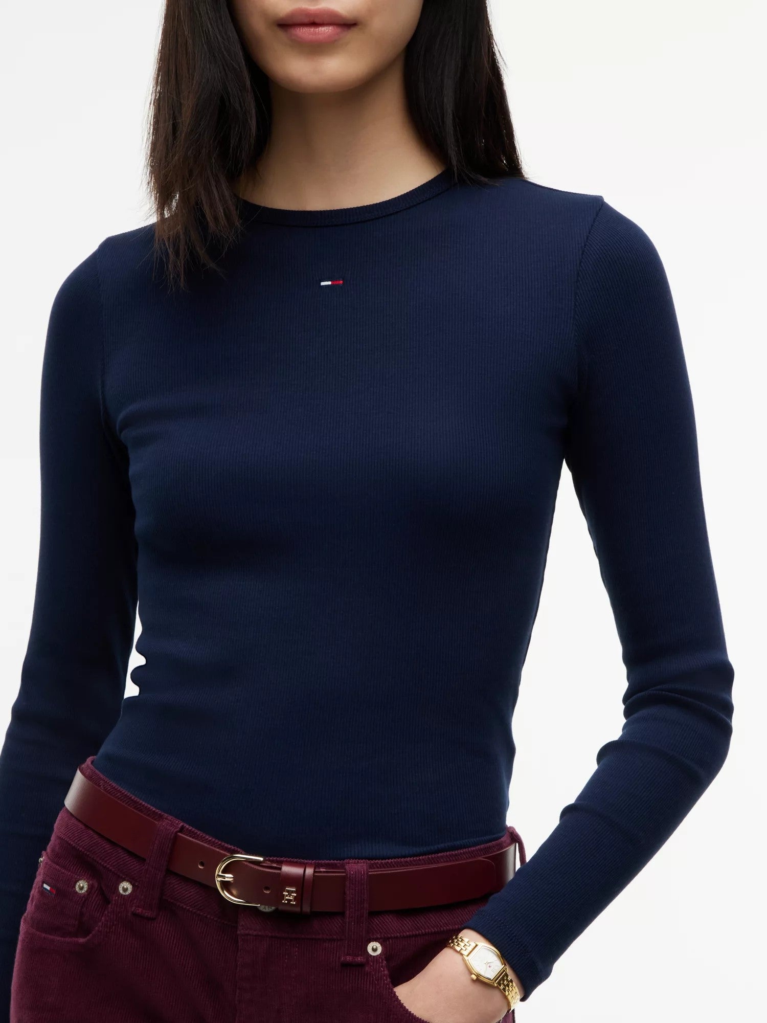 T-Shirt Slim Essential Rib - Dark Blue
