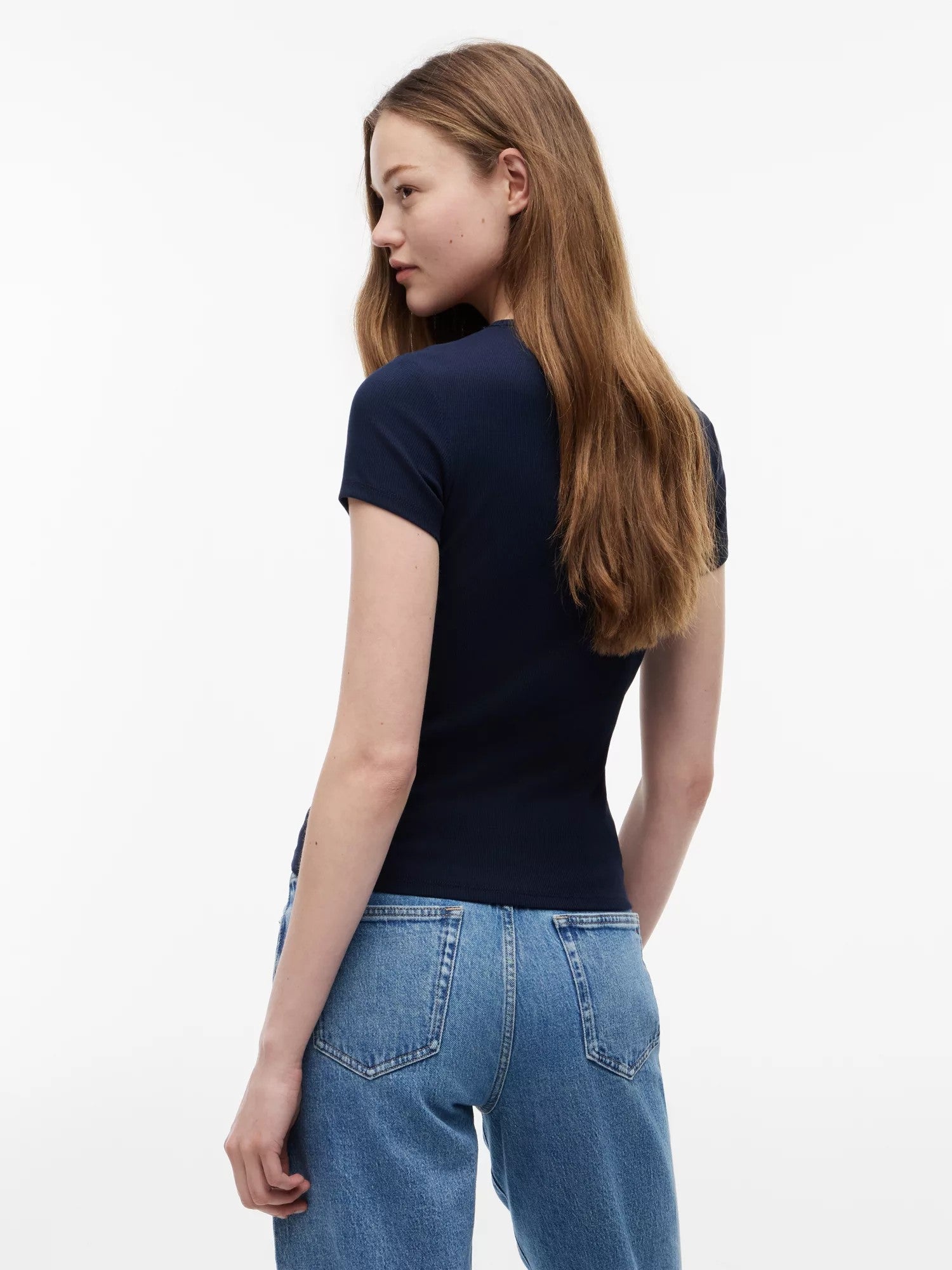 T-Shirt Slim Essential Rib - Dark Night Navy