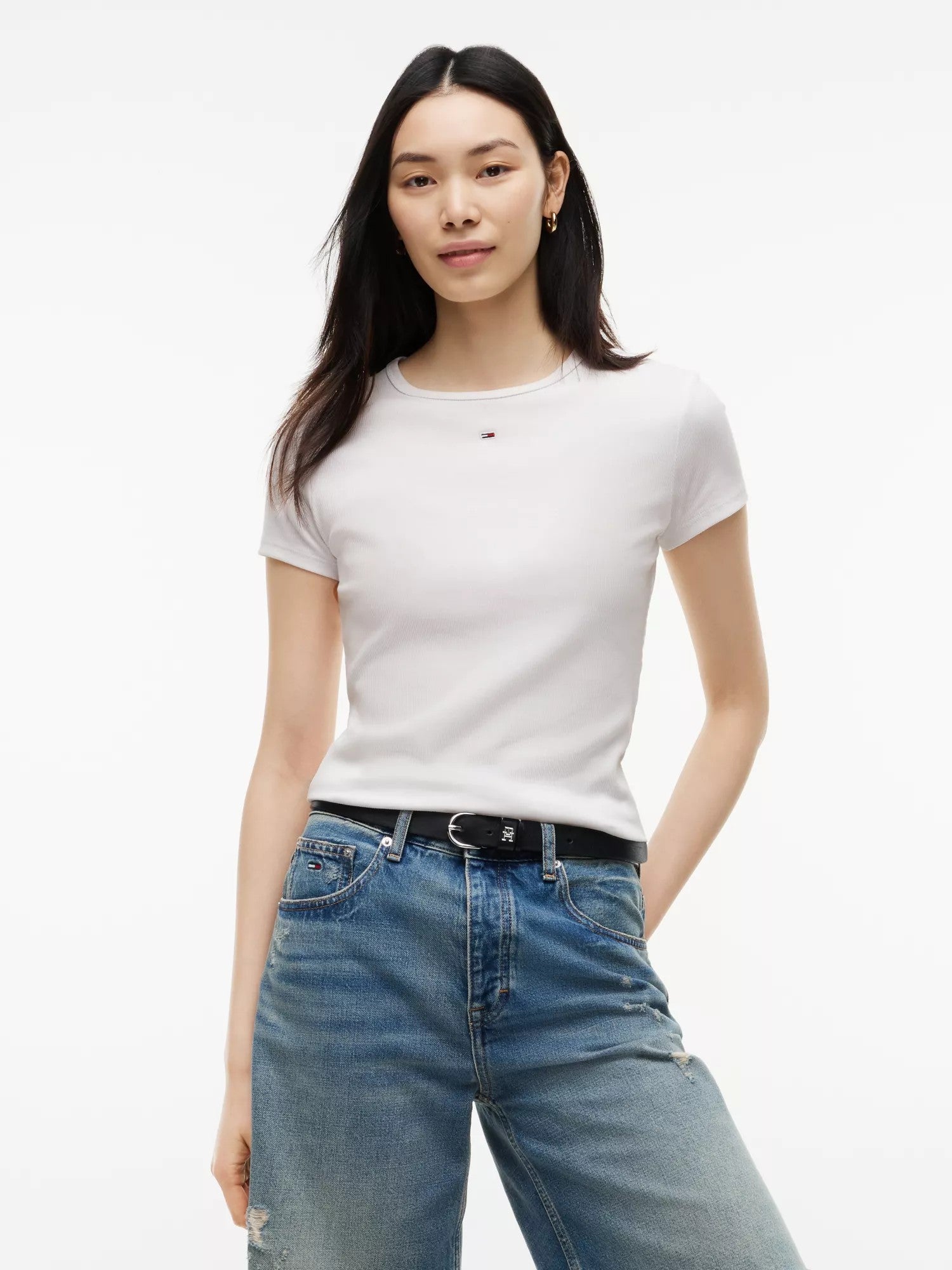 T-Shirt Slim Essential Rib - White
