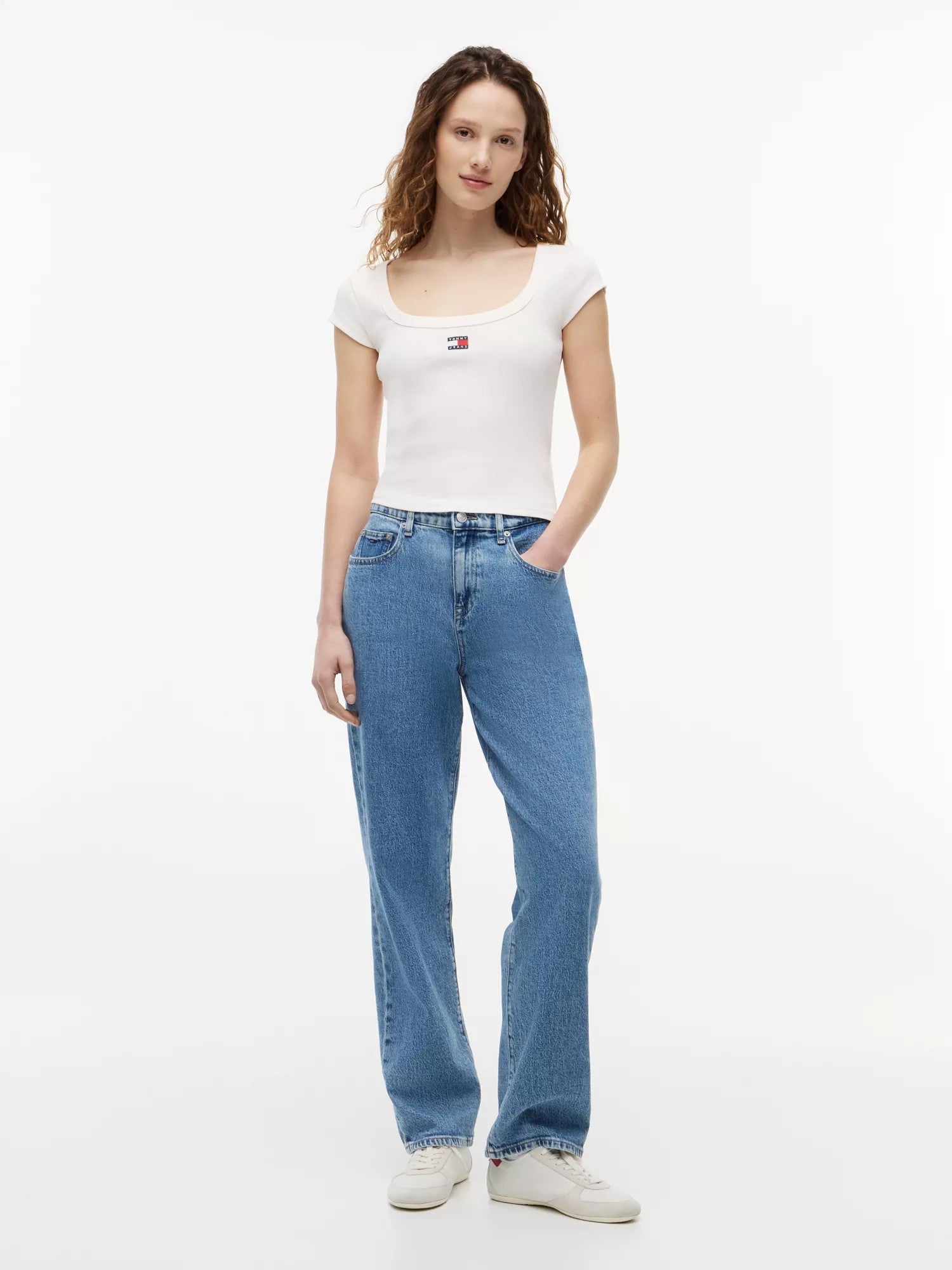 T-Shirt Slim Rib Badge - Ancient White