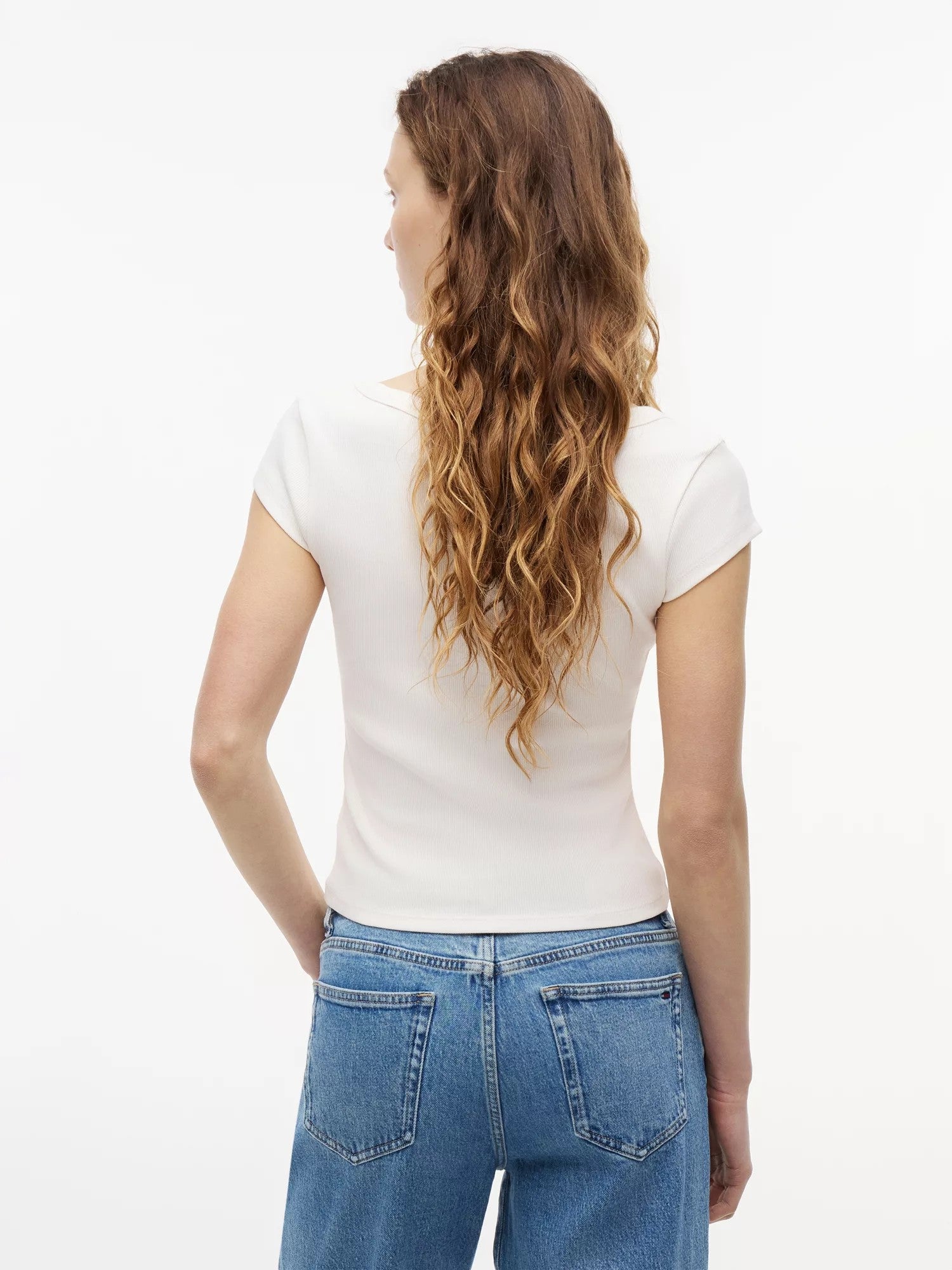 T-Shirt Slim Rib Badge - Ancient White