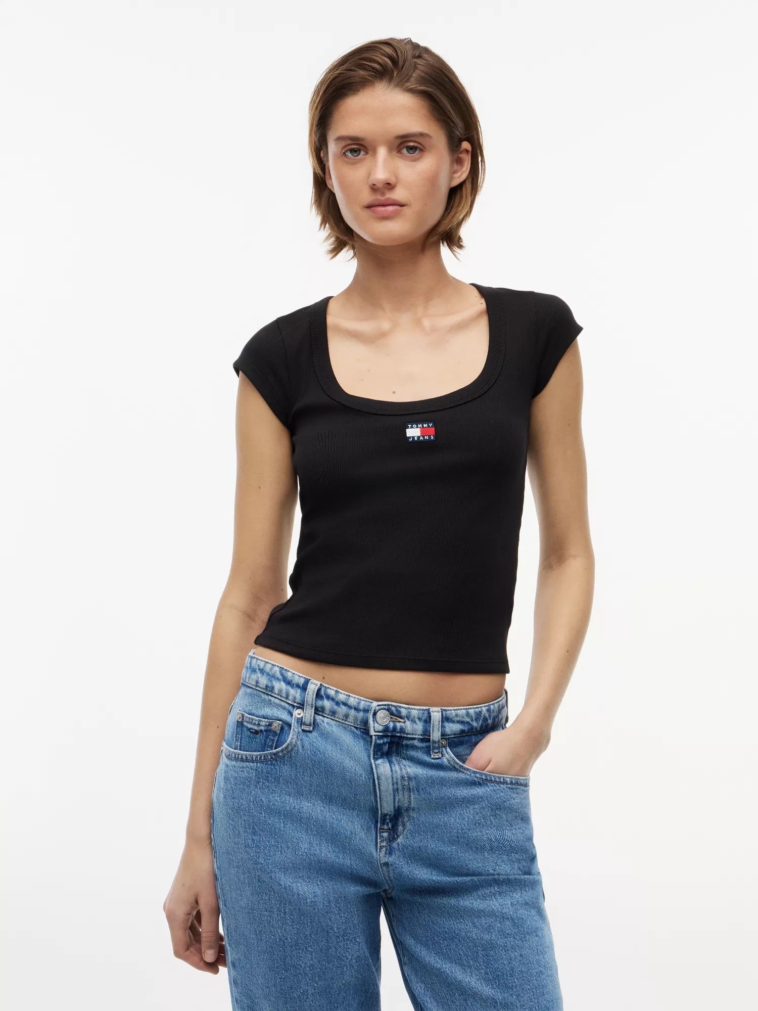 T-Shirt Slim Rib Badge - Black