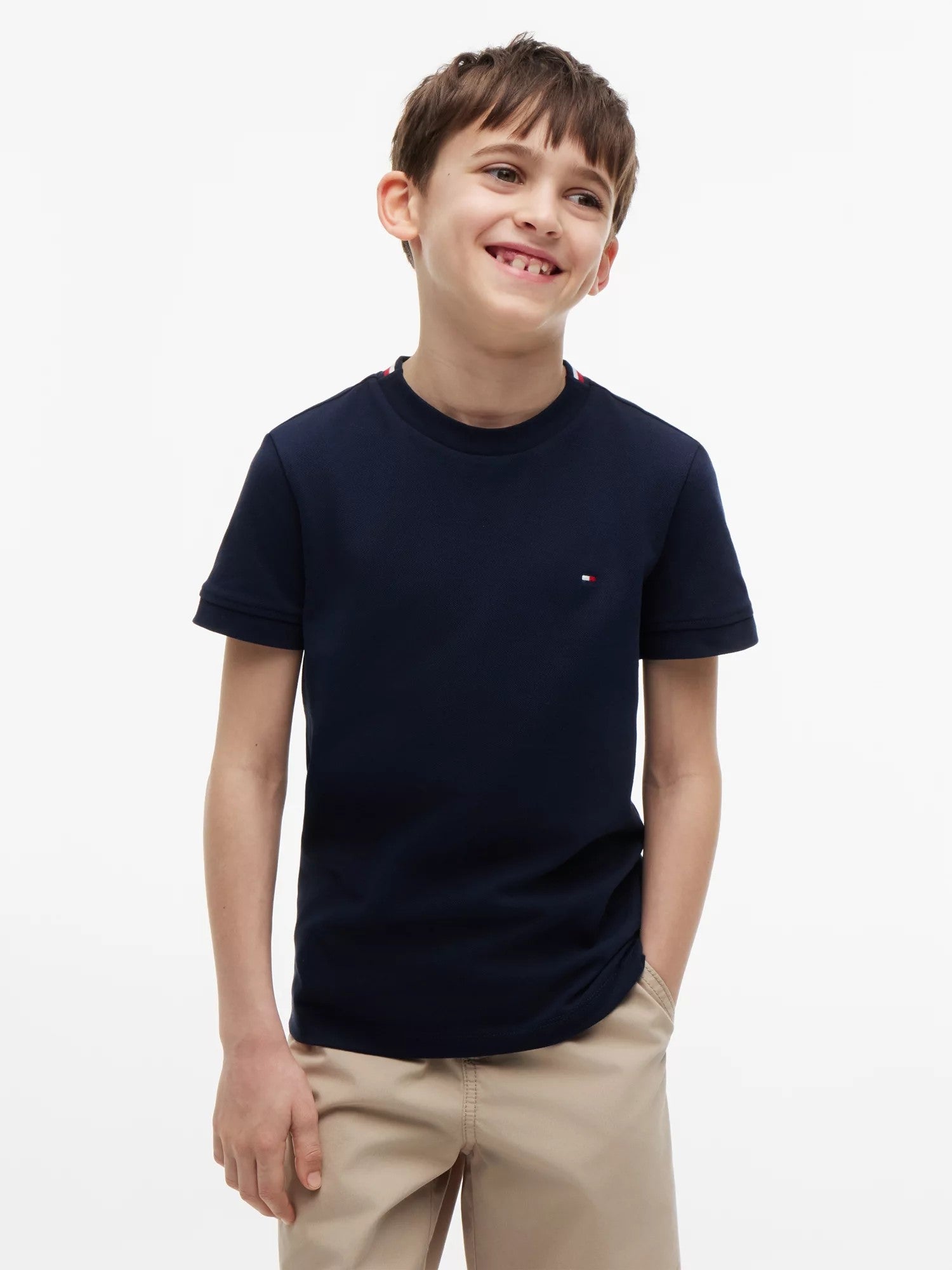 T-Shirt Tape Detail Pique - Dark Night Navy