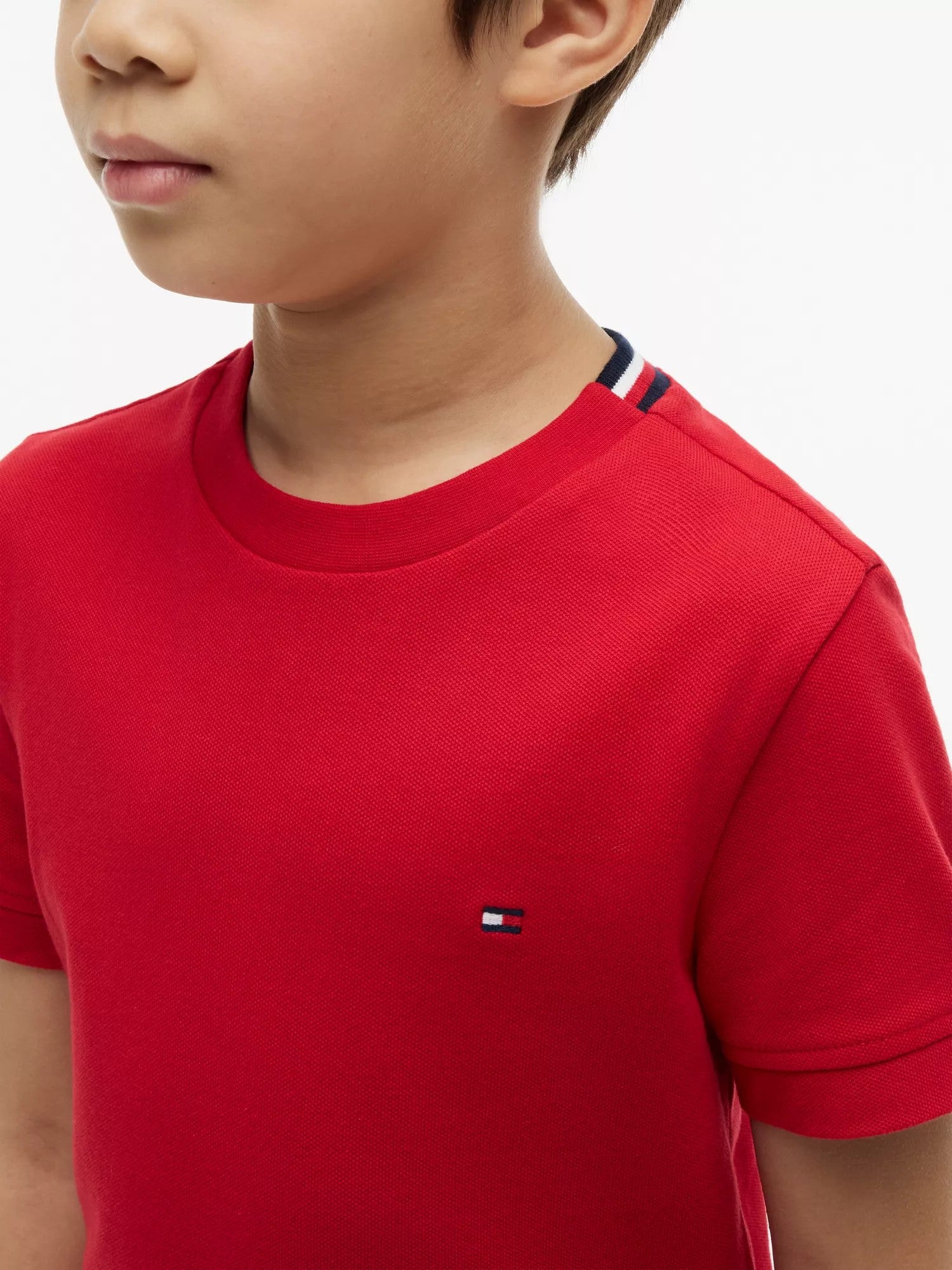 T-Shirt Tape Detail Pique - Primary Red