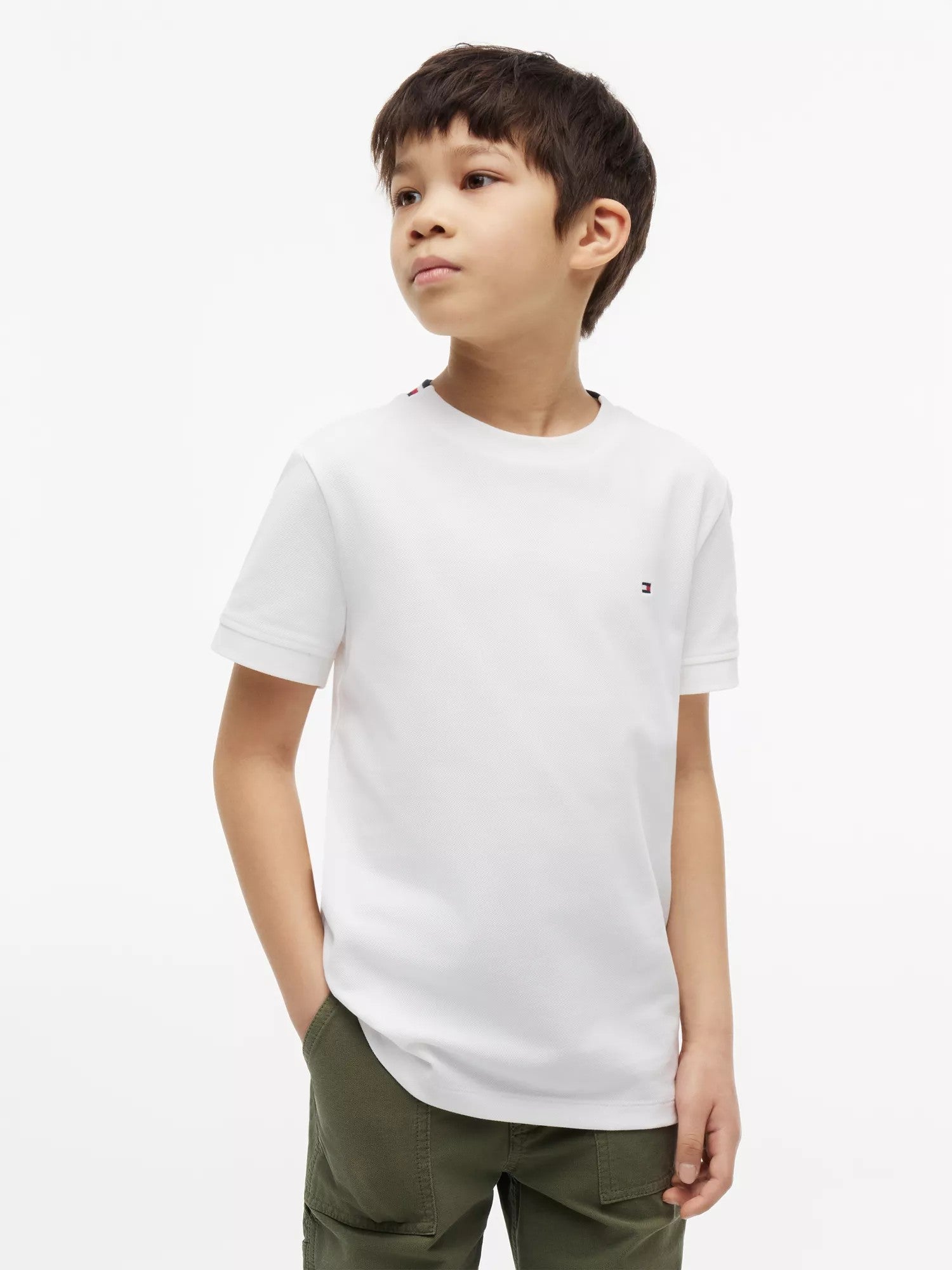 T-Shirt Tape Detail Pique - White