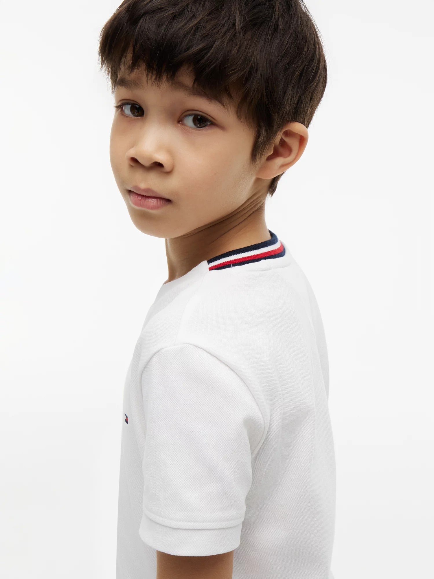 T-Shirt Tape Detail Pique - White