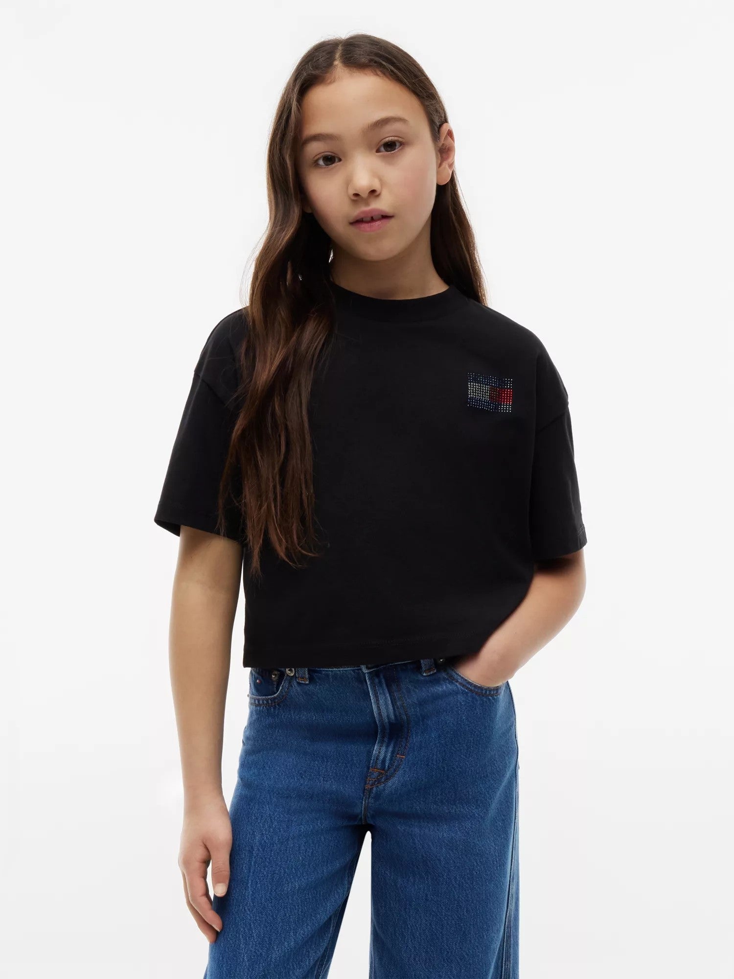 T-Shirt Tommy Rhinestone - Black