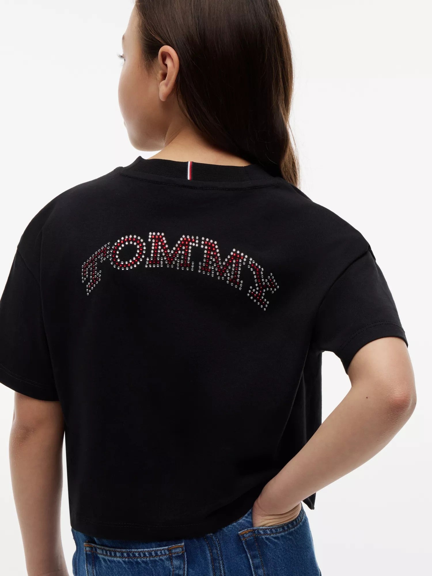 T-Shirt Tommy Rhinestone - Black