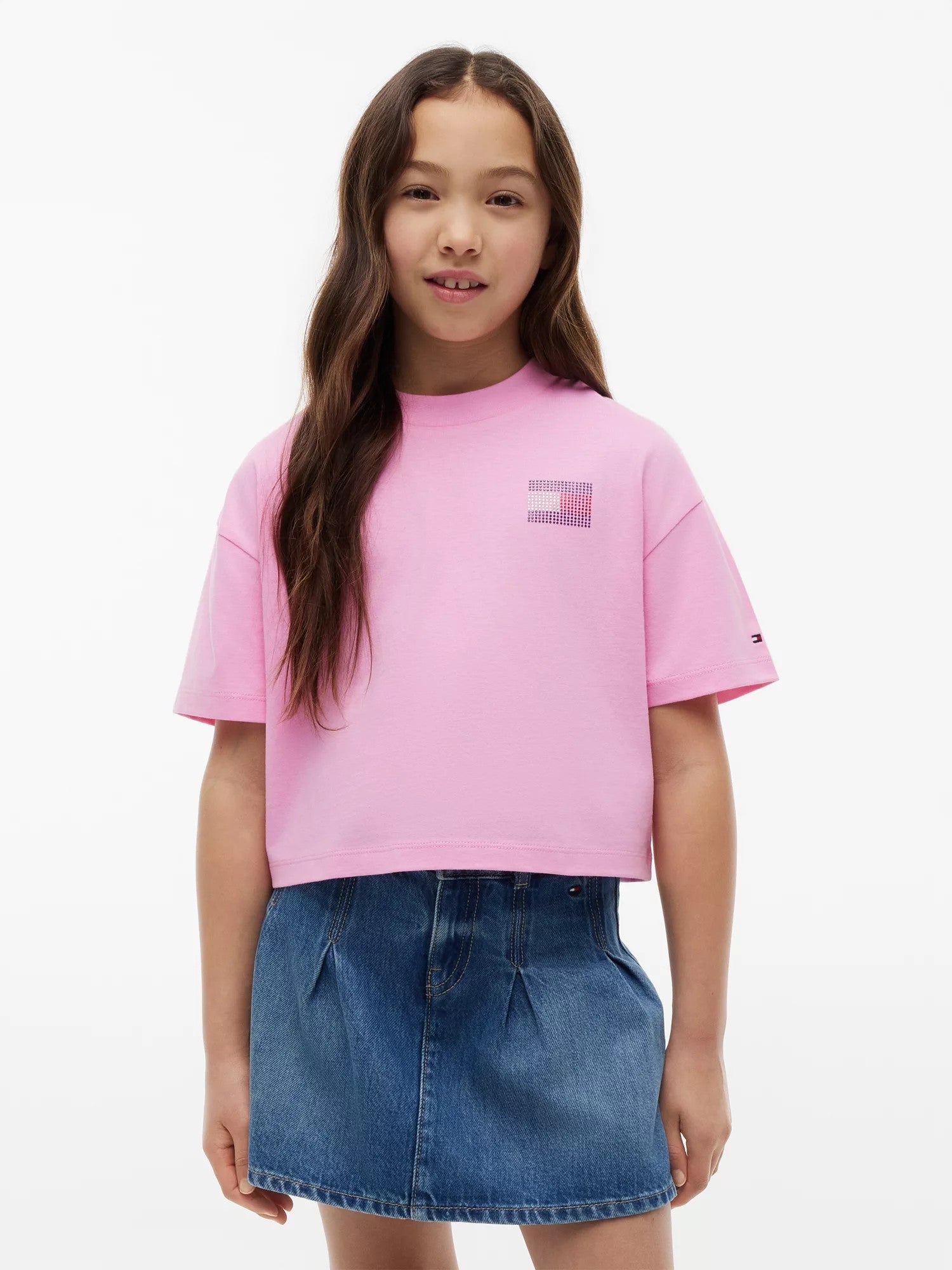 T-Shirt Tommy Rhinestone - Pink Daisy