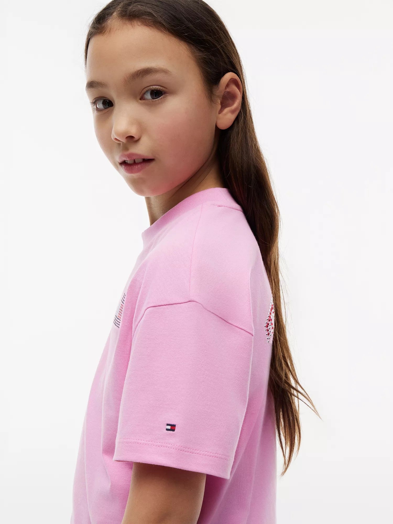 T-Shirt Tommy Rhinestone - Pink Daisy