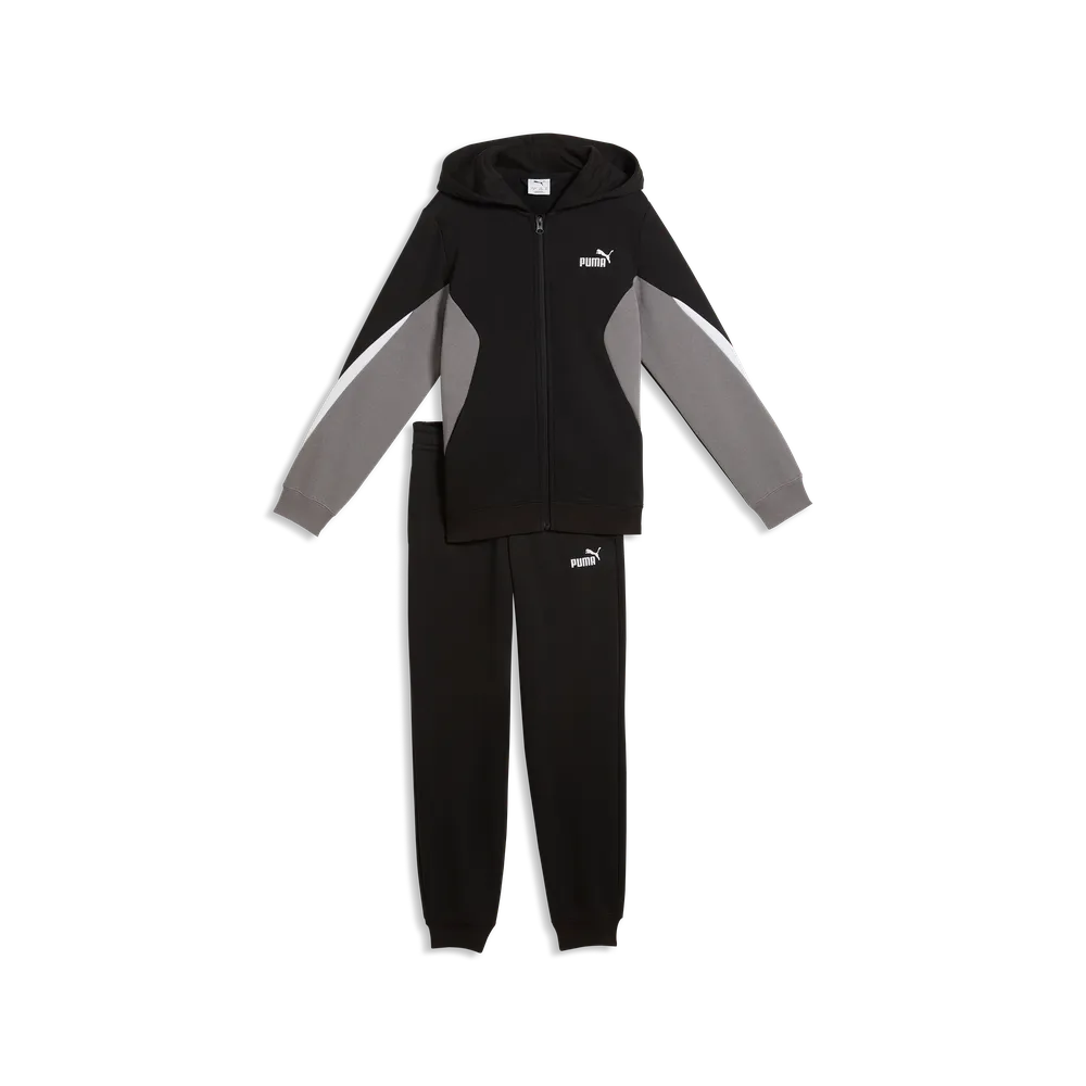Tuta Essentials Block Full-Zip Sweat Suit Boys - Nero