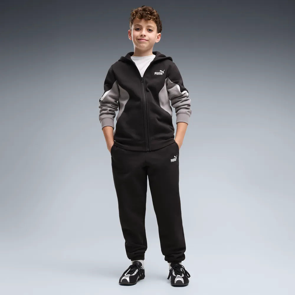 Tuta Essentials Block Full-Zip Sweat Suit Boys - Nero