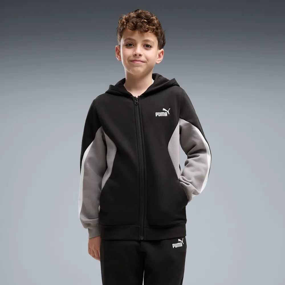 Tuta Essentials Block Full-Zip Sweat Suit Boys - Nero