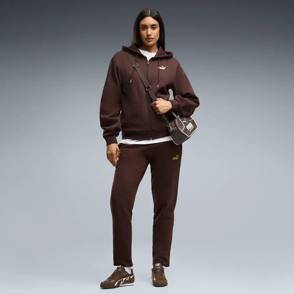 Tuta con cappuccio Metallic da donna - Marrone Cioccolato