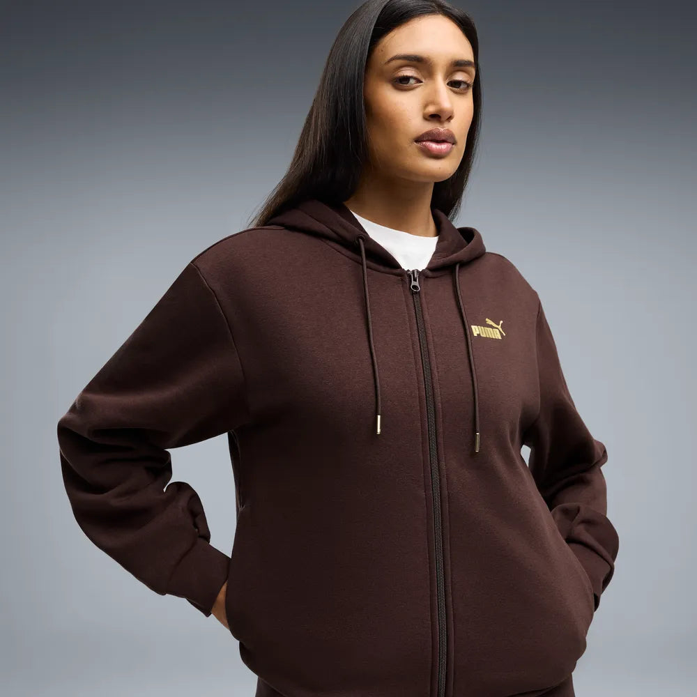 Tuta con cappuccio Metallic da donna - Marrone Cioccolato