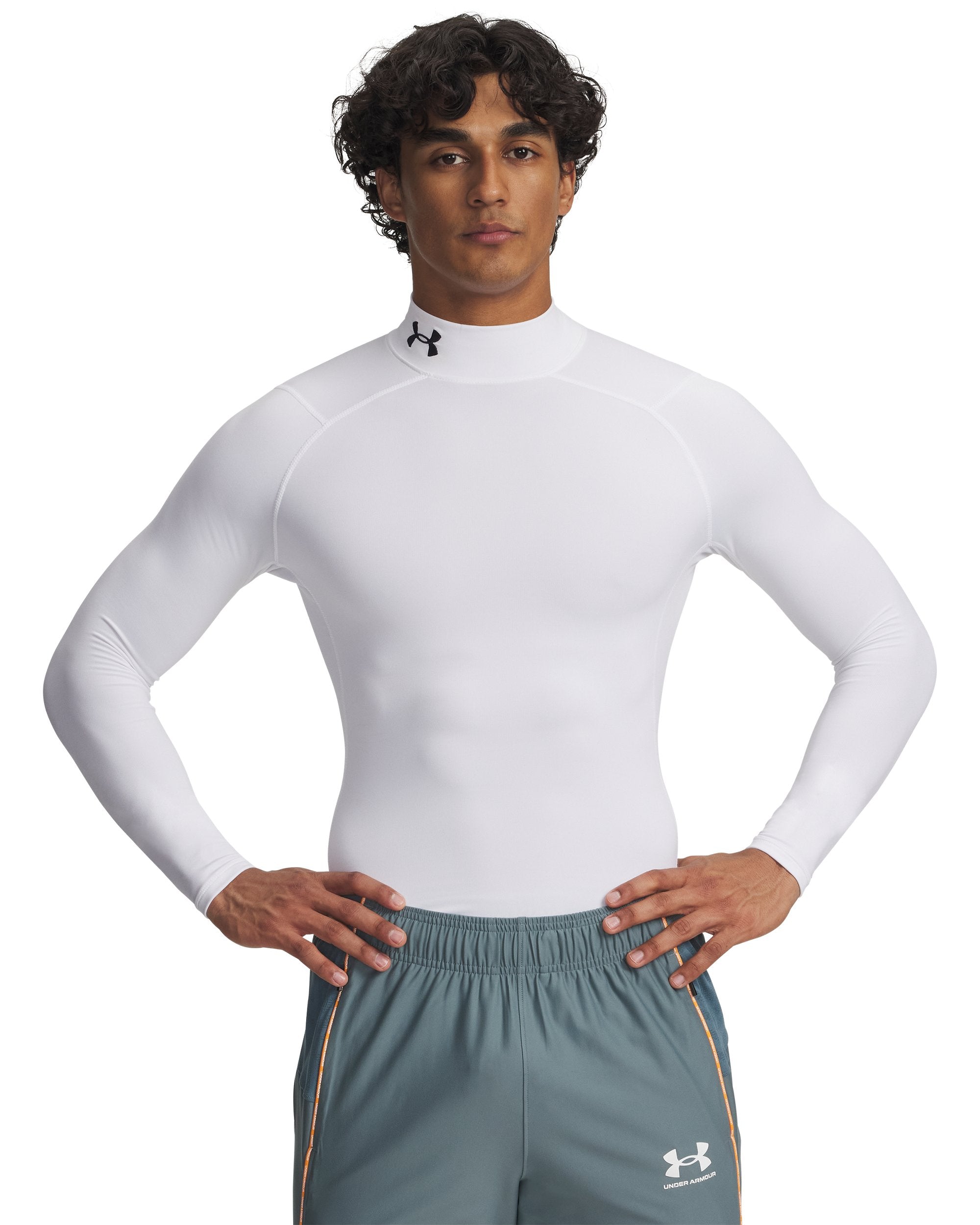 Maglia a Maniche Lunghe ColdGear Armour Compression Mock - Bianco