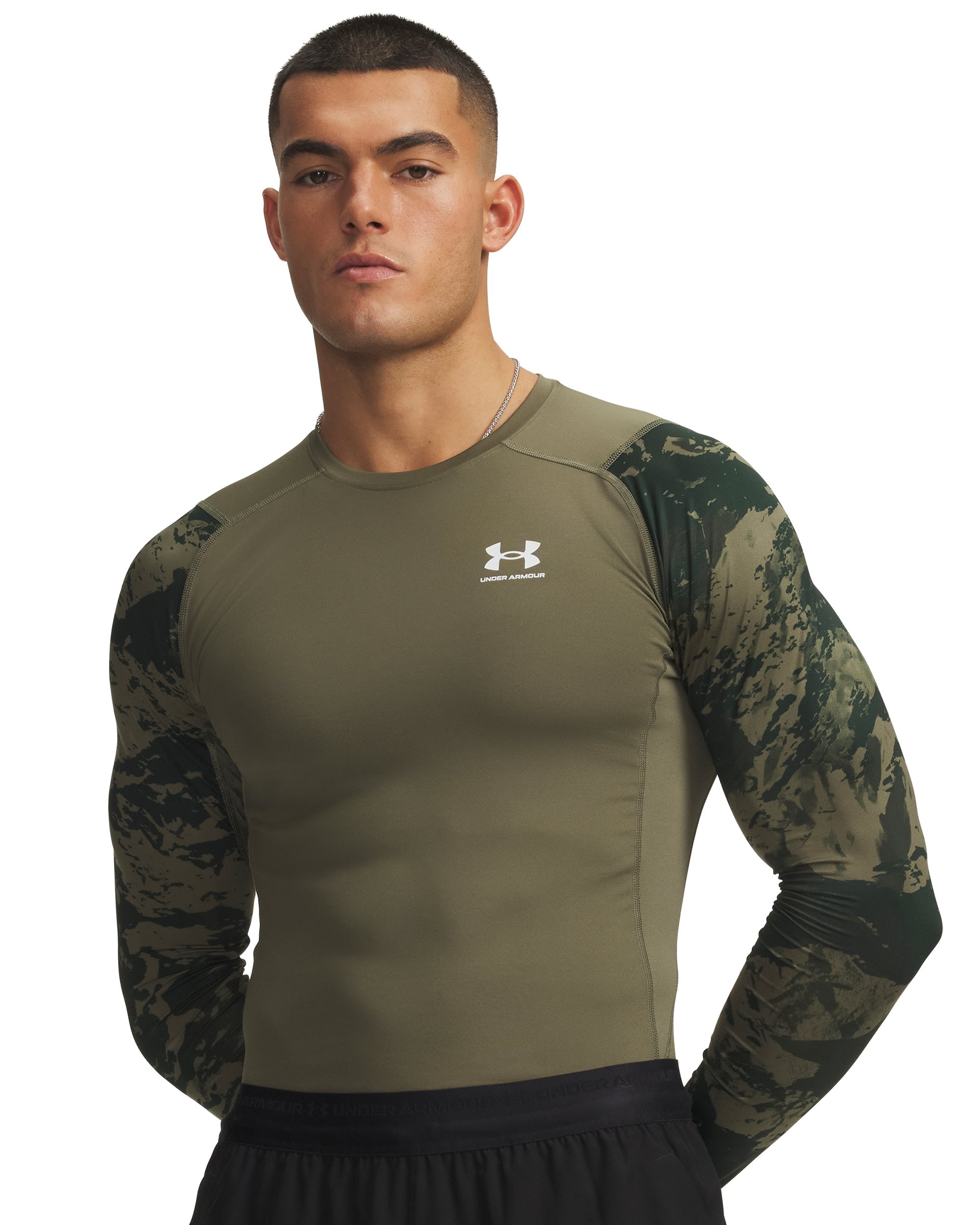 Maglia a Maniche Lunghe HeatGear Armour Compression - Verde Militare