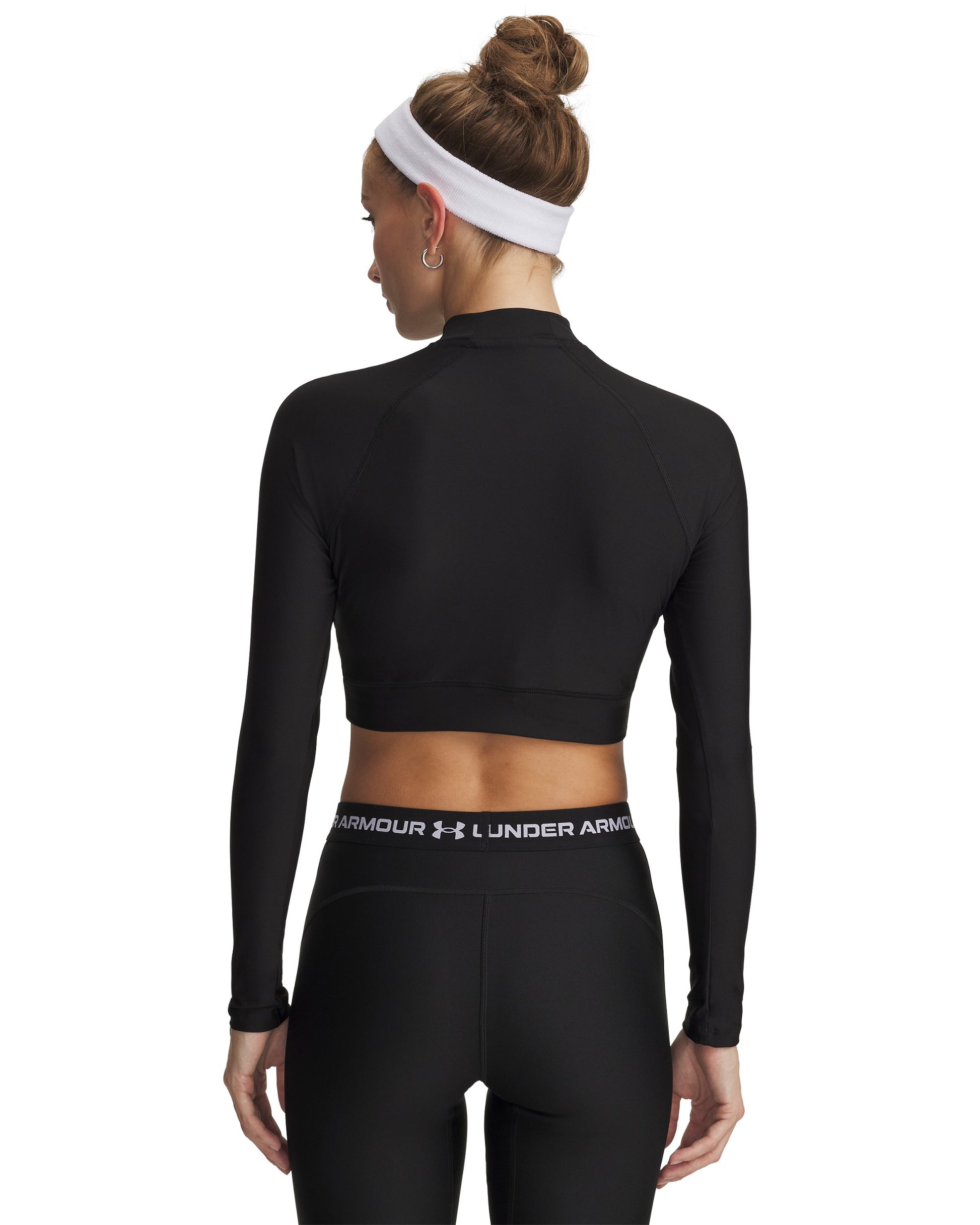 Under Armour Maglia a Maniche Lunghe HeatGear Crop Mock Long Sleeve Nero