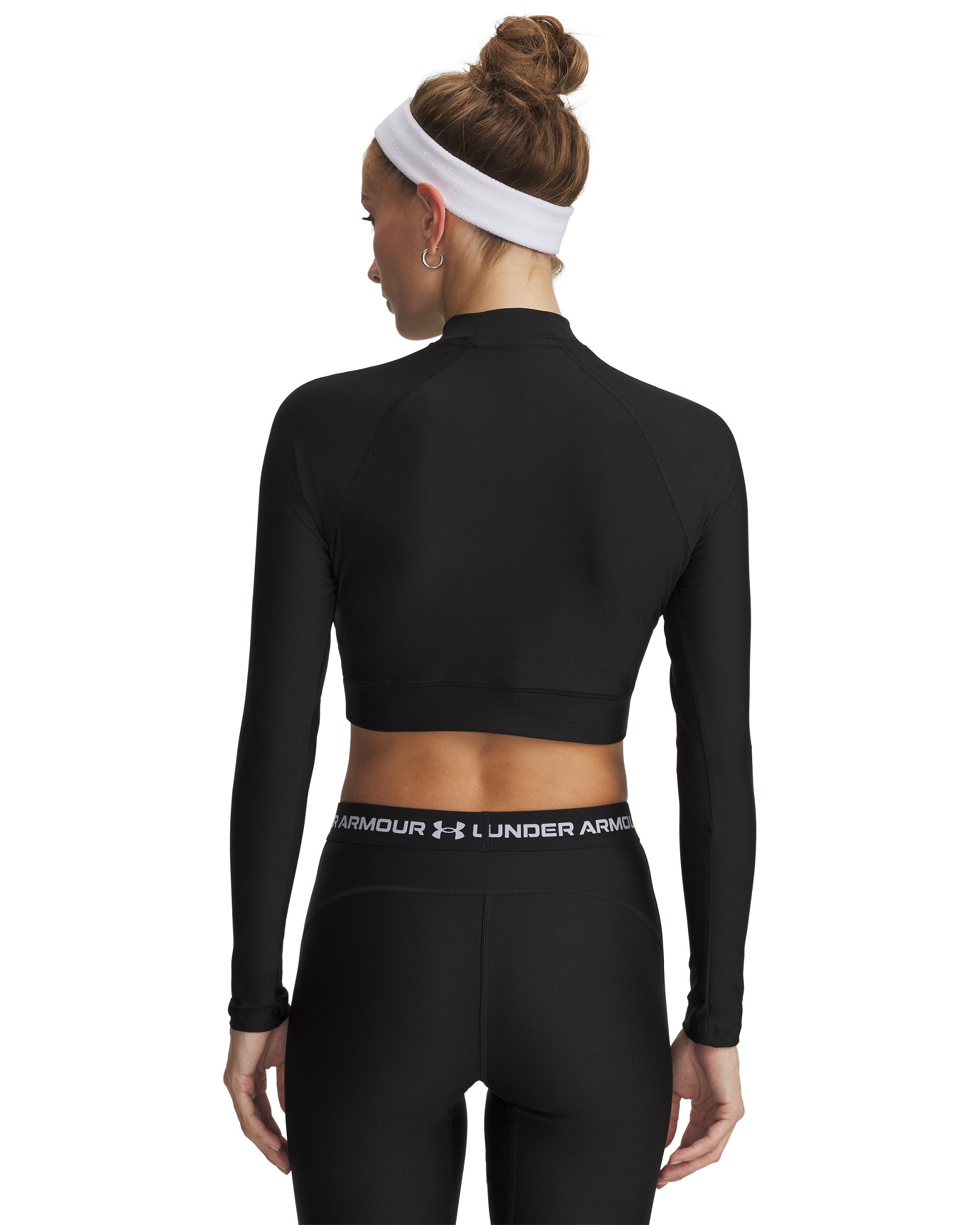 Under Armour Maglia a Maniche Lunghe HeatGear Crop Mock Long Sleeve Nero