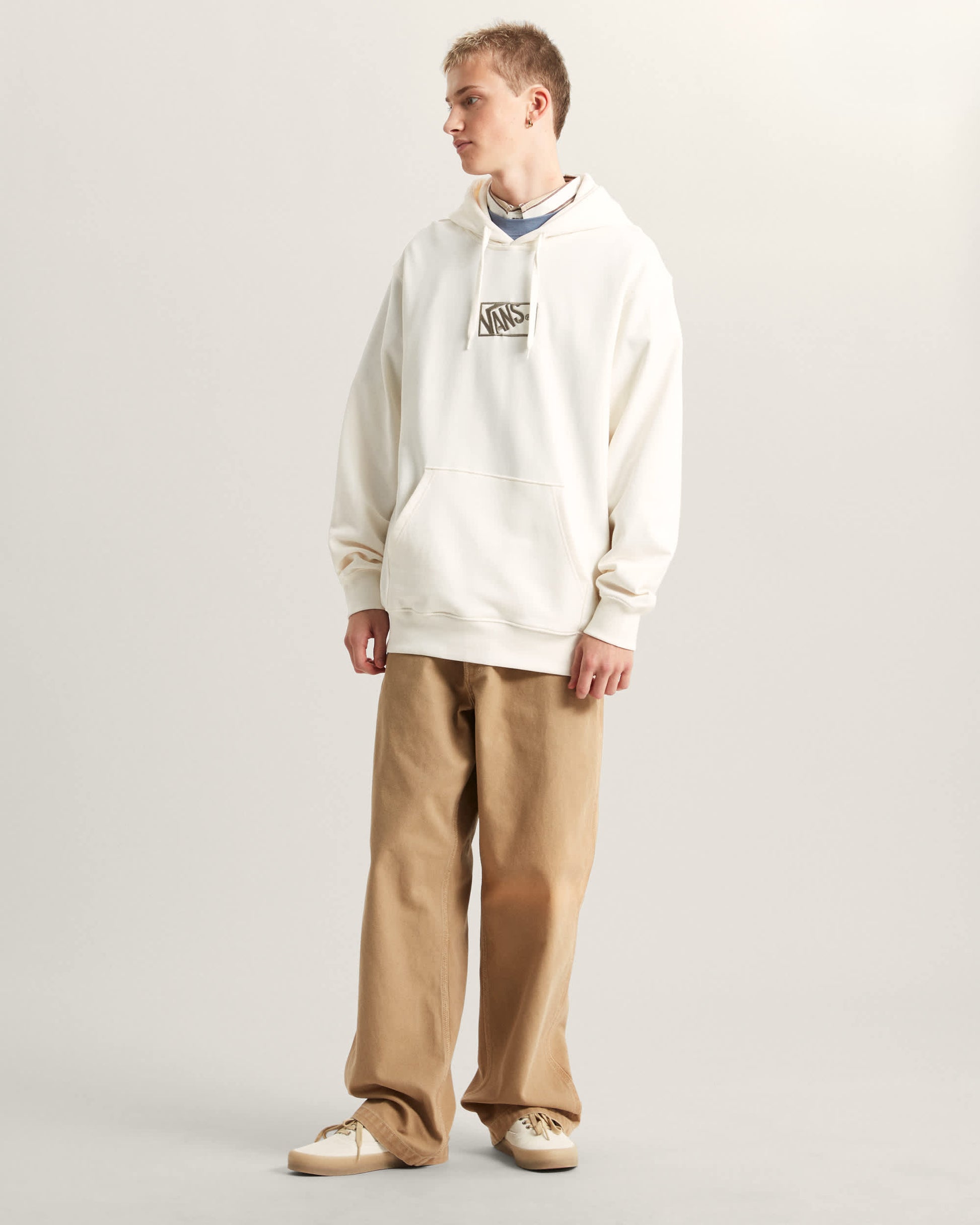 Vans Felpa Left Chest Logo Crew Bianco