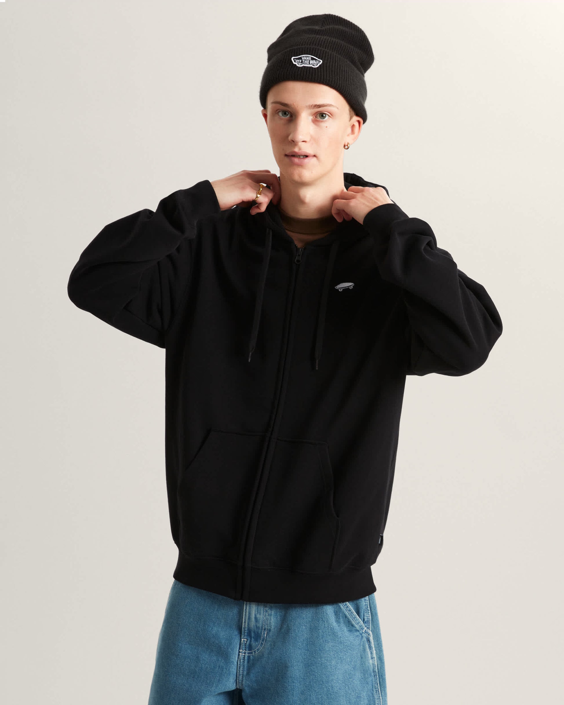 Vans Felpa Salton con Cappuccio e Zip Nero