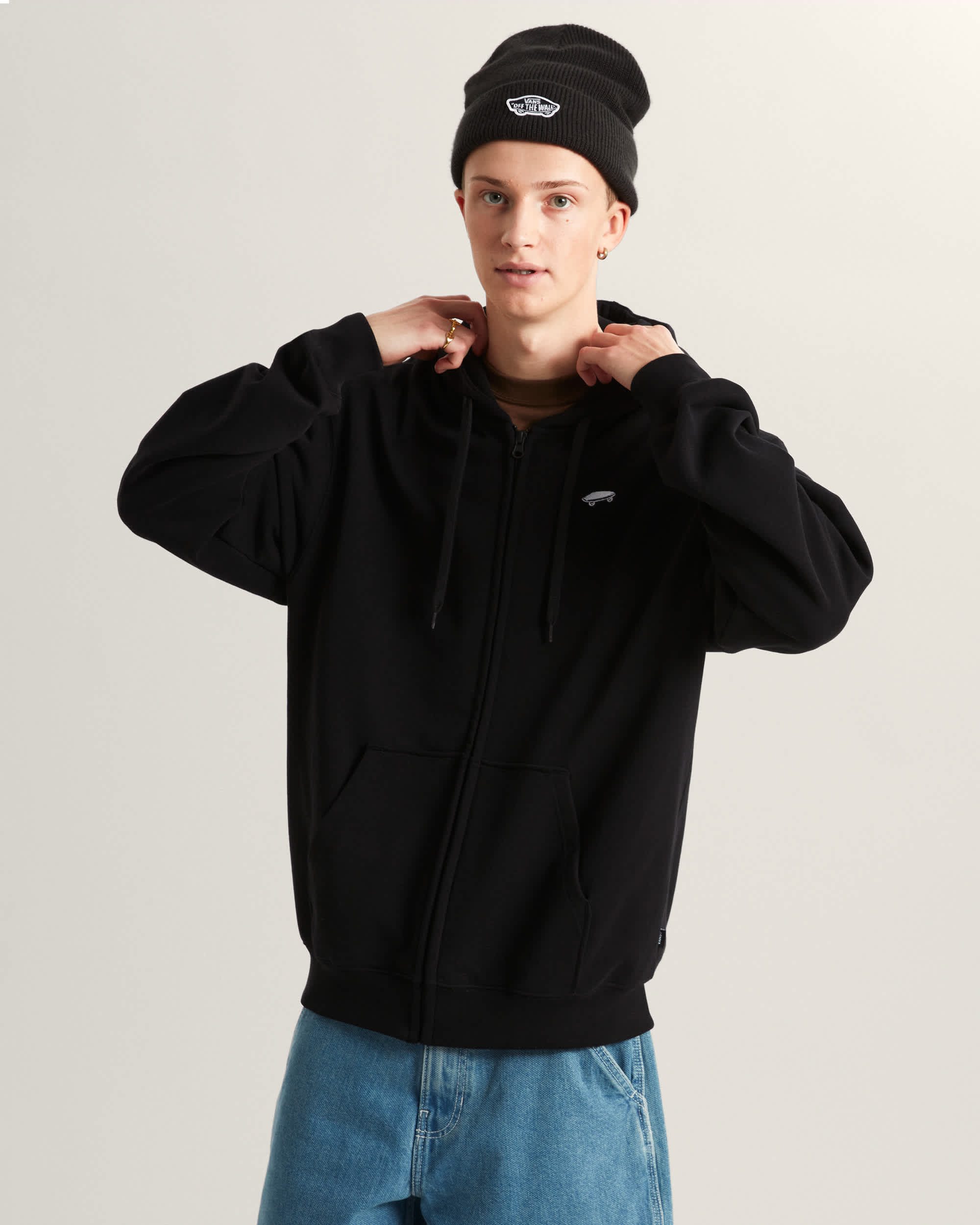 Vans Felpa Salton con Cappuccio e Zip Nero